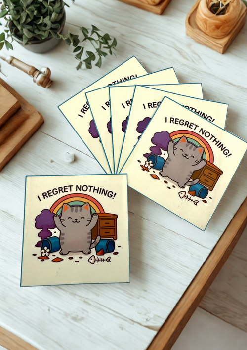 I regret nothing kitty Vinyl Sticker
