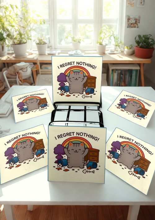 I regret nothing kitty Vinyl Sticker