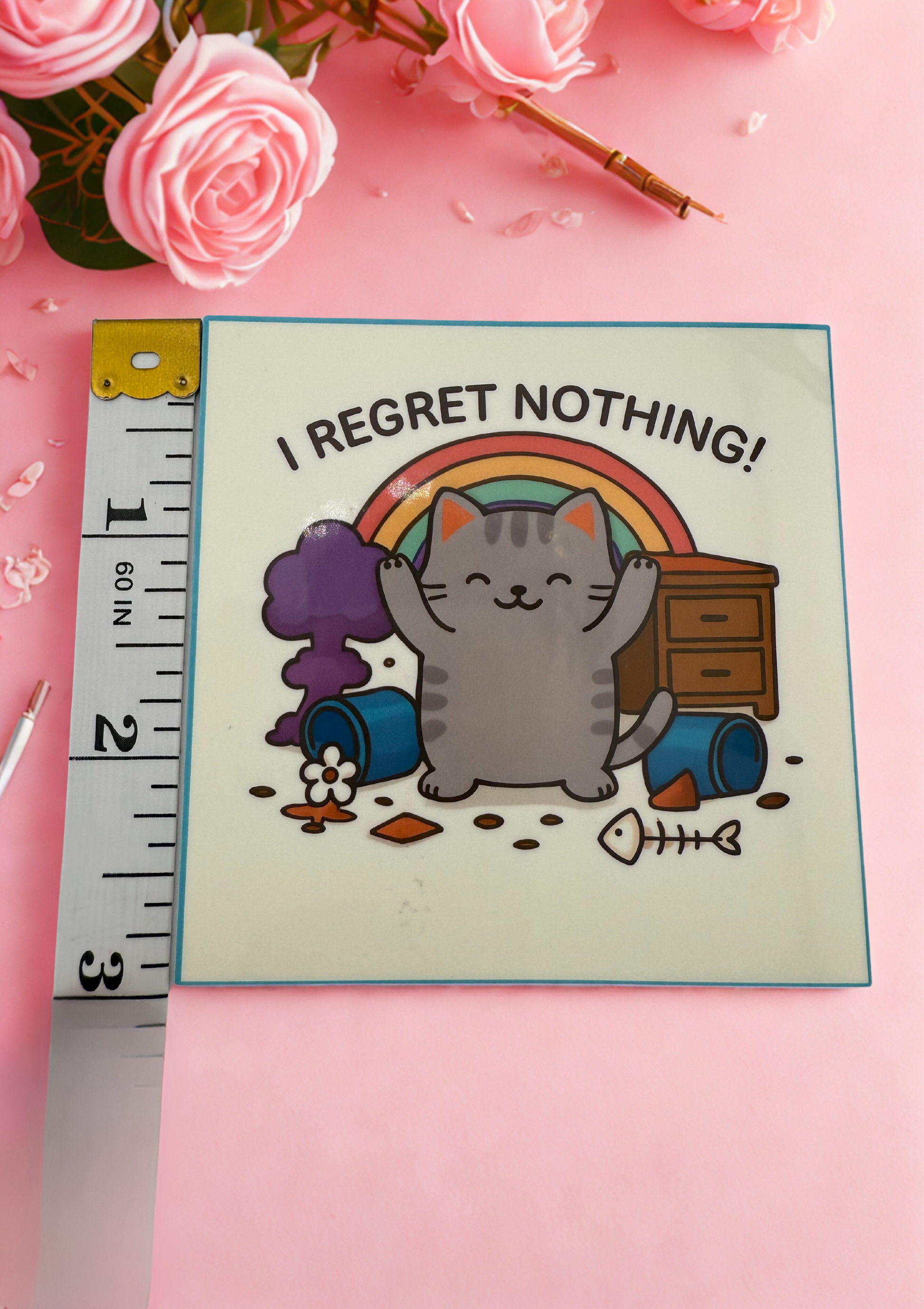 I regret nothing kitty Vinyl Sticker