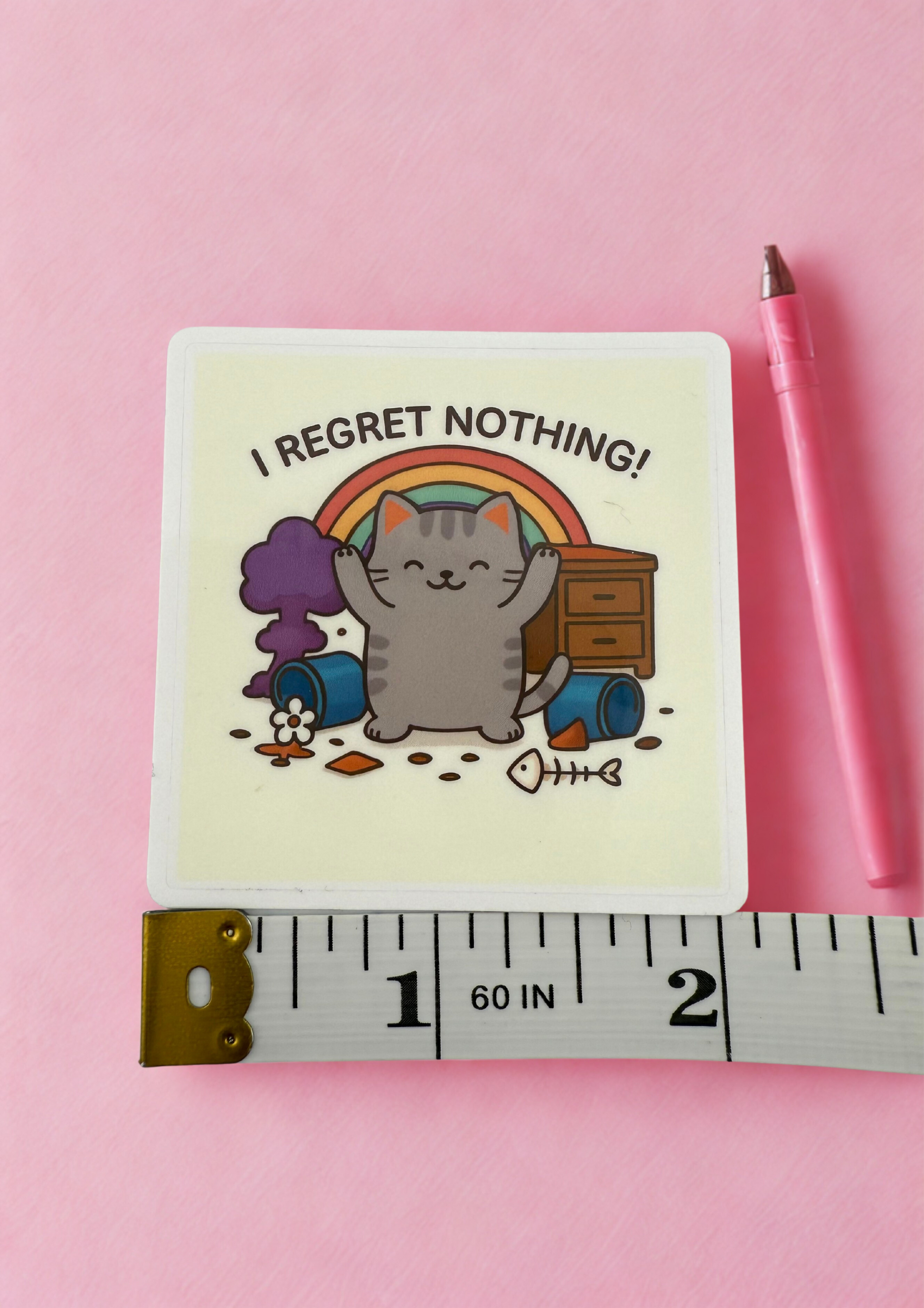 I regret nothing kitty Vinyl Sticker